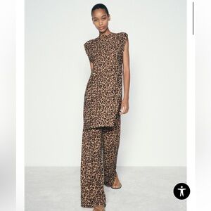 Zara LONG KNITTED TOP WITH ANIMAL PRINT NWT